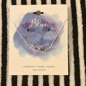 Silver /Blue Cubic Zirconia Necklace and Earring Set